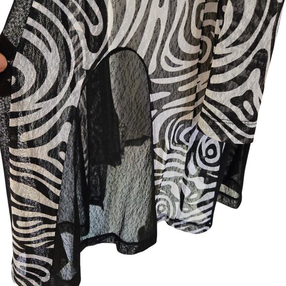 Ali Miles Black/White Mesh Open Front Lightweight Jacket Cardigan Semi-sheer XL - Picture 7 of 12
